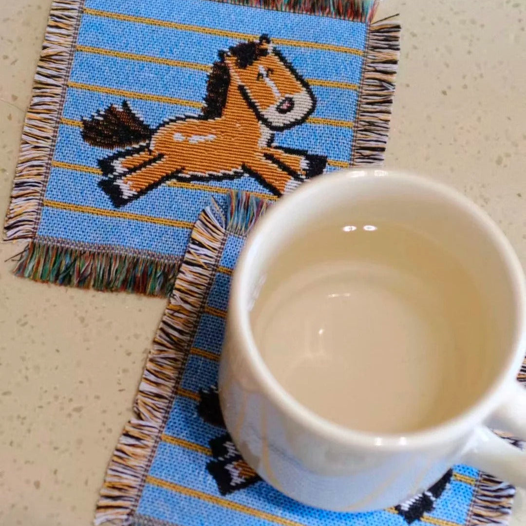 Fickle Plan | Galloping Horse Woven Tapestry Coaster