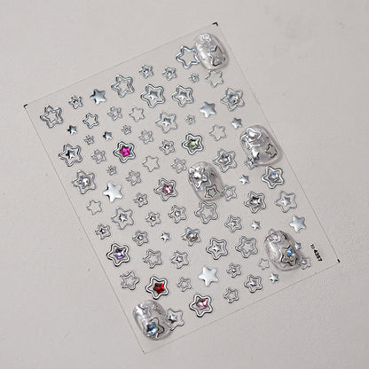 Hello Claws | Silver Star Heart 5D Nail Deco Sticker