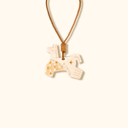 Her Market | Celestial Dreamer Star & Gold-Tone Pattern Symbolic Ceramic Horse Charm