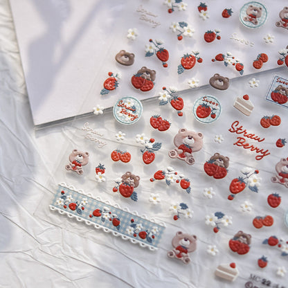 Hello Claws | Strawberry Bear 5D Nail Deco Sticker