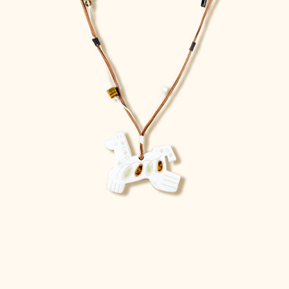 Her Market | White Infinity Pattern Whimsical 8-Leg Pony Necklace