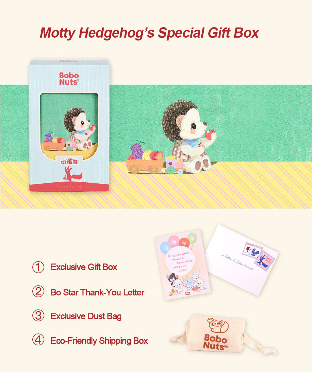 Bobo Nuts | Motty Hedgehog Cherry Holiday Plush Toy