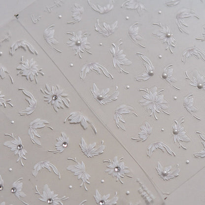 Hello Claws | Spring White Flower 5D Diamond Nail Deco Sticker