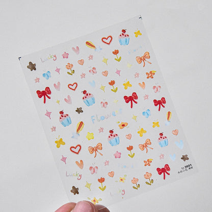 Hello Claws | Kawaii Bowknot Cake Flower Nail Deco Sticker