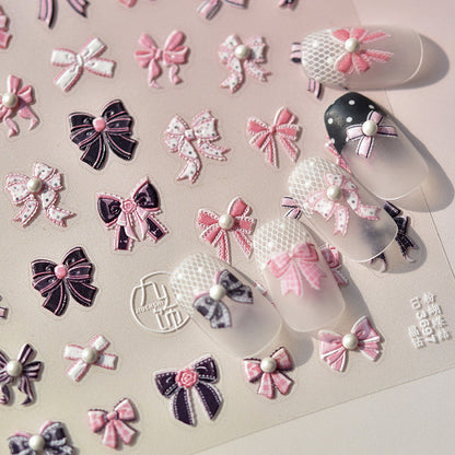 Hello Claws | Black Pink Bowknot Nail Deco Sticker