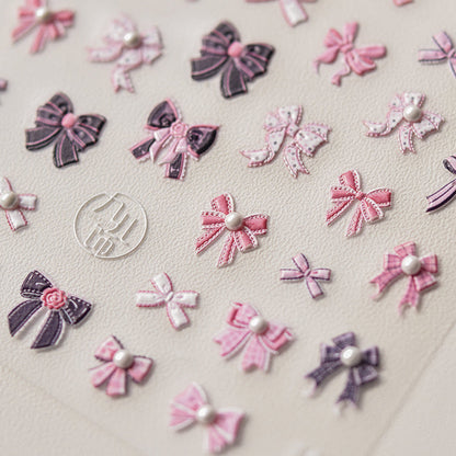 Hello Claws | Black Pink Bowknot Nail Deco Sticker