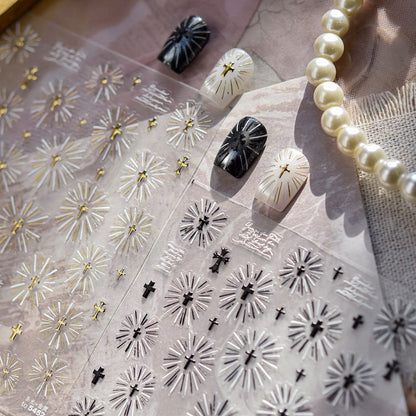 Hello Claws | Holy Light Black & White Nail Deco Sticker