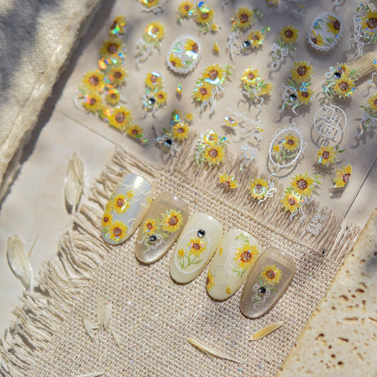 Hello Claws | Sunflower And Diamond Nail Deco Sticker