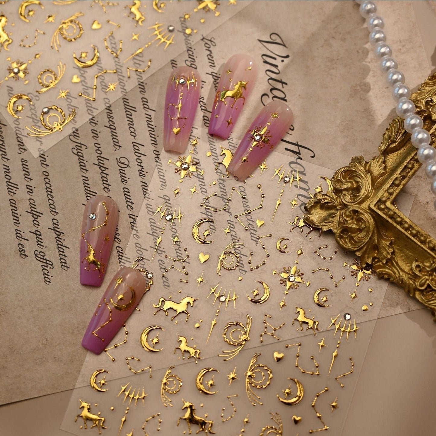 Hello Claws | Gold Pony Nail Deco Sticker