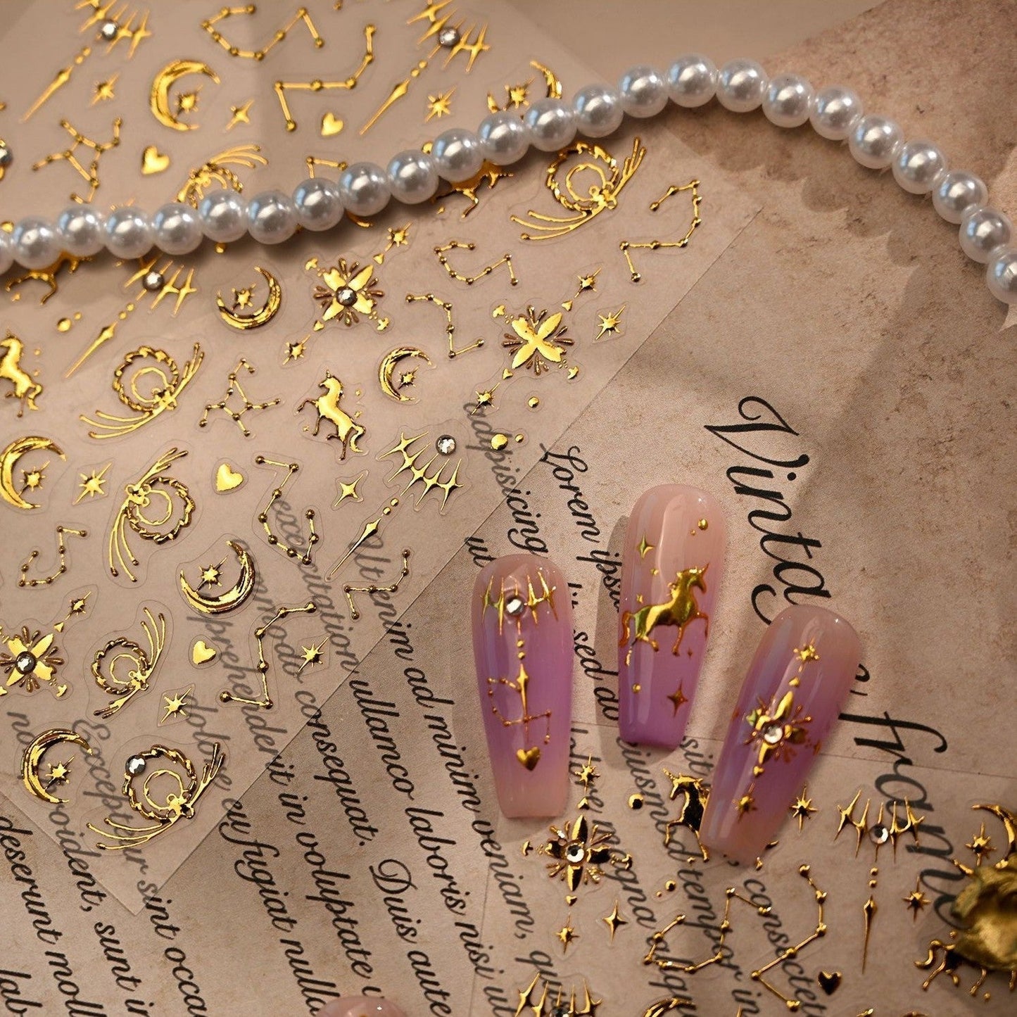 Hello Claws | Gold Pony Nail Deco Sticker