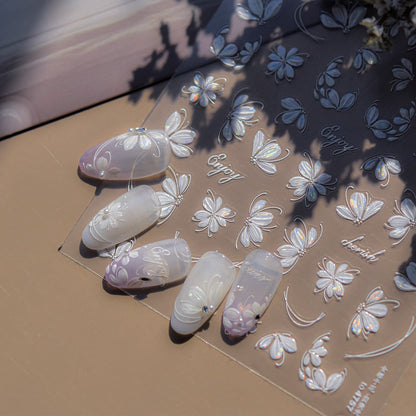 Hello Claws | White Cherry Flower Nail Deco Sticker
