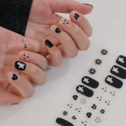 Now Now | White Bunny Black Nail Wraps
