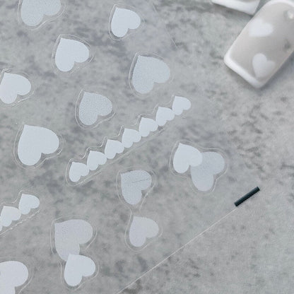 Hello Claws | White Heart Embossed Pattern Design Nail Deco Sticker