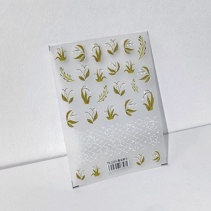 Hello Claws | Lily of the Valley Embossed Pattern Design Nail Deco Sticker