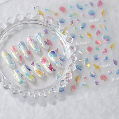 Hello Claws | Shell Pearl 5D Embossed Pattern Design Nail Deco Sticker