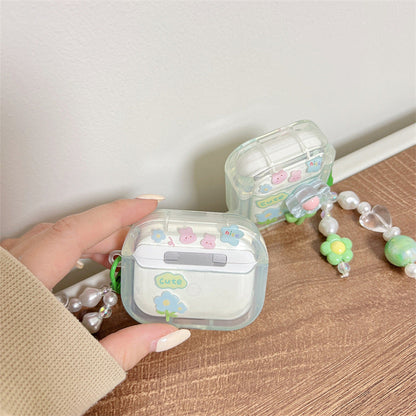 Flower Rabbit  Clear Airpods case