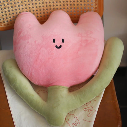 Daily White | Pink Tulip Plush Pillow
