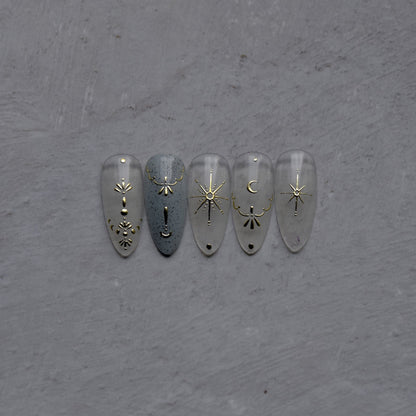 Hello Claws | Moon And Star Gold Silver Nail Deco Sticker