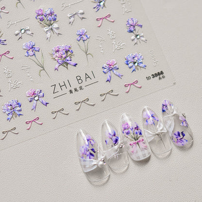 Hello Claws | Purple Flower Nail Deco Sticker