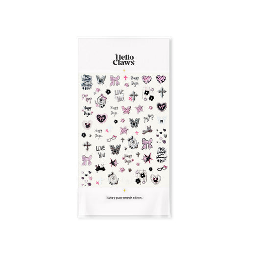 Hello Claws | Black Pink Graffiti Nail Deco Sticker