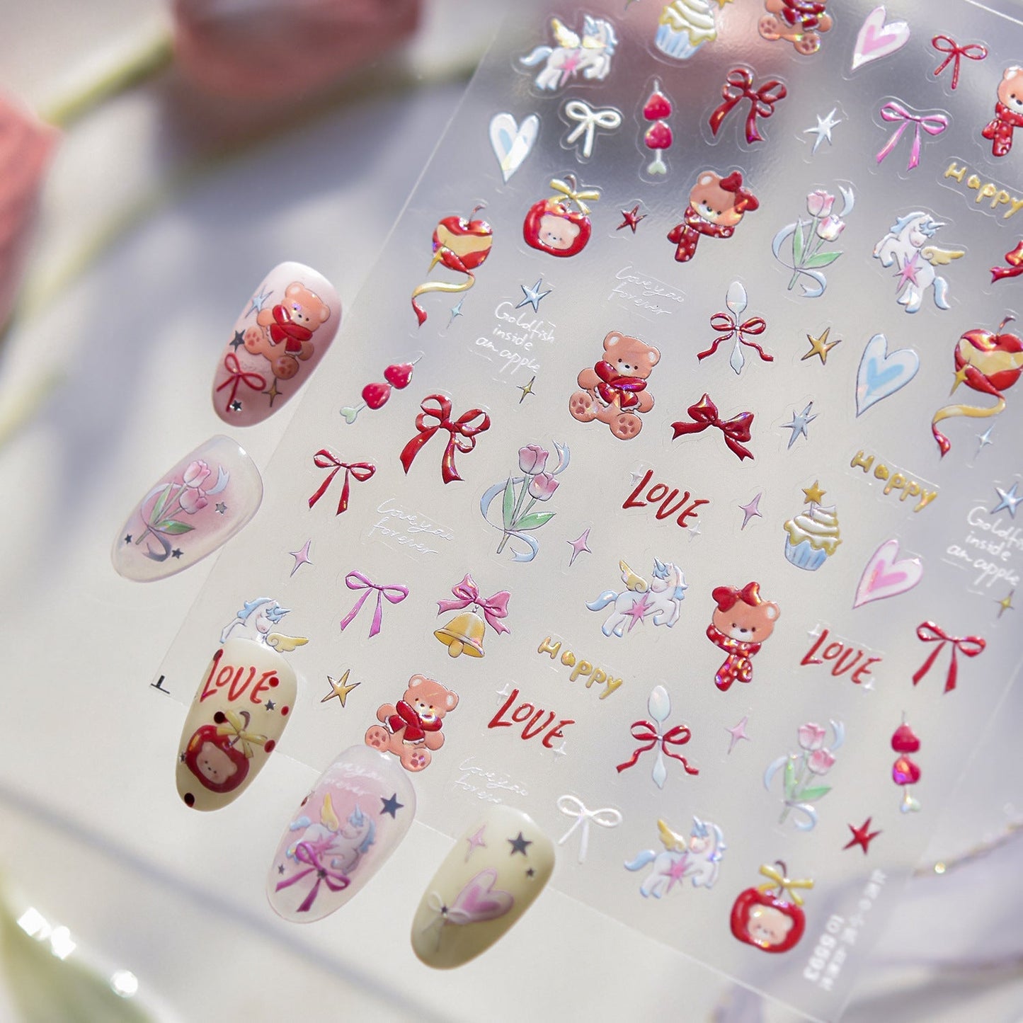 Hello Claws | Bear Apple Cake Nail Deco Sticker