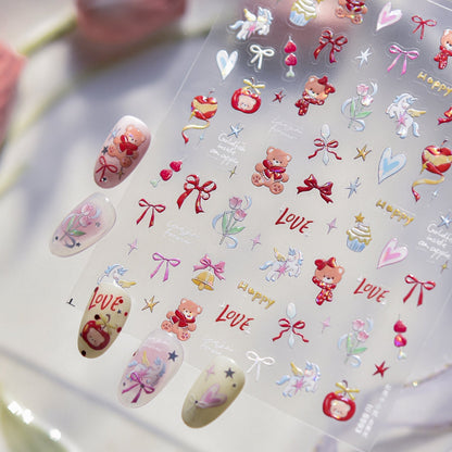 Hello Claws | Bear Apple Cake Nail Deco Sticker