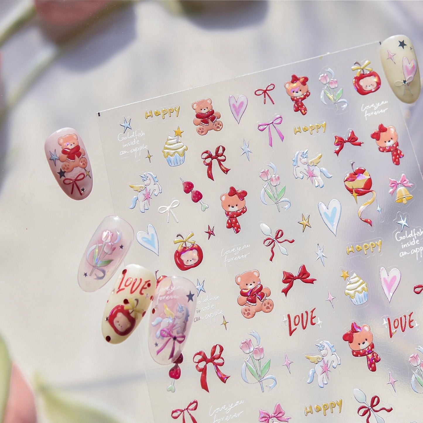 Hello Claws | Bear Apple Cake Nail Deco Sticker