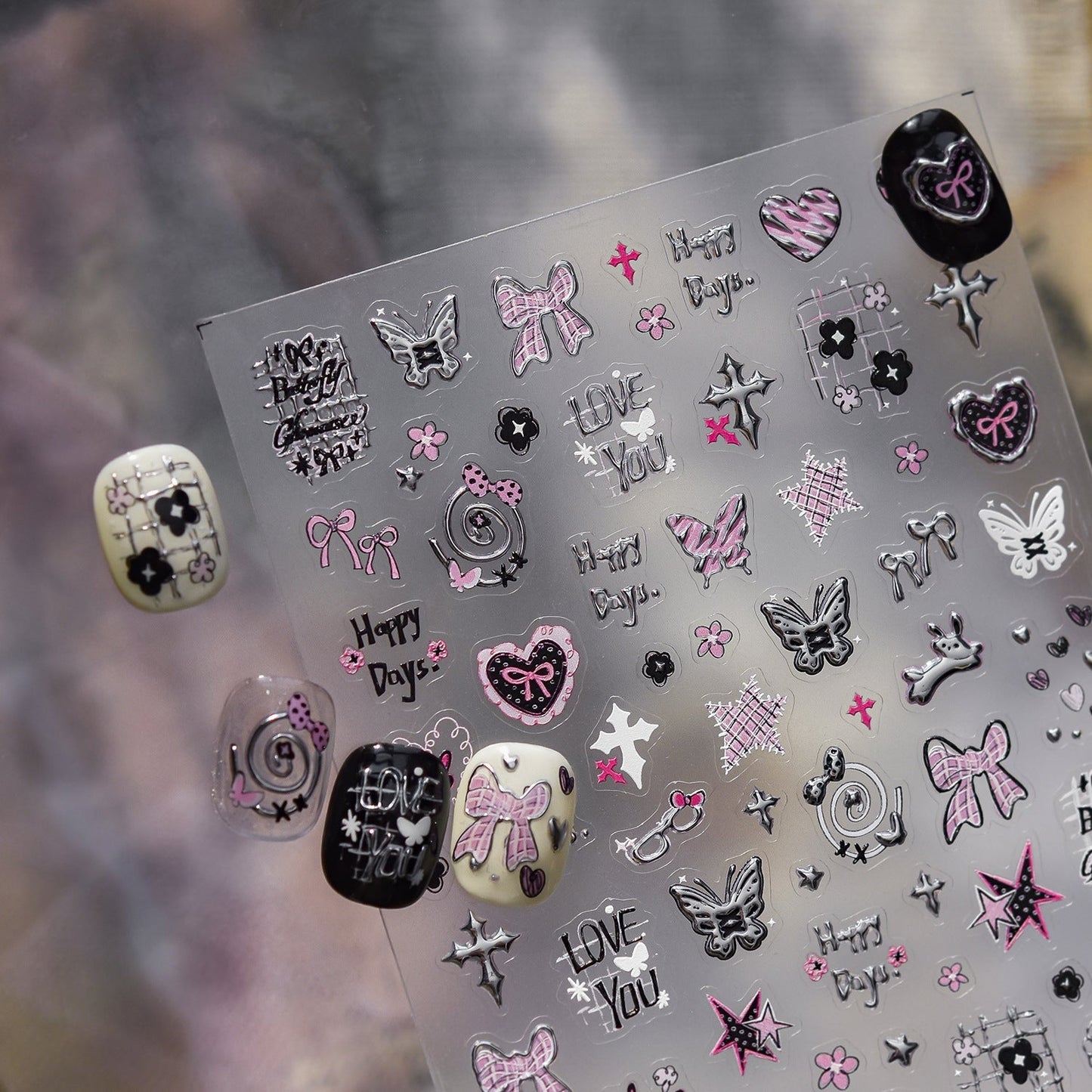 Hello Claws | Black Pink Graffiti Nail Deco Sticker